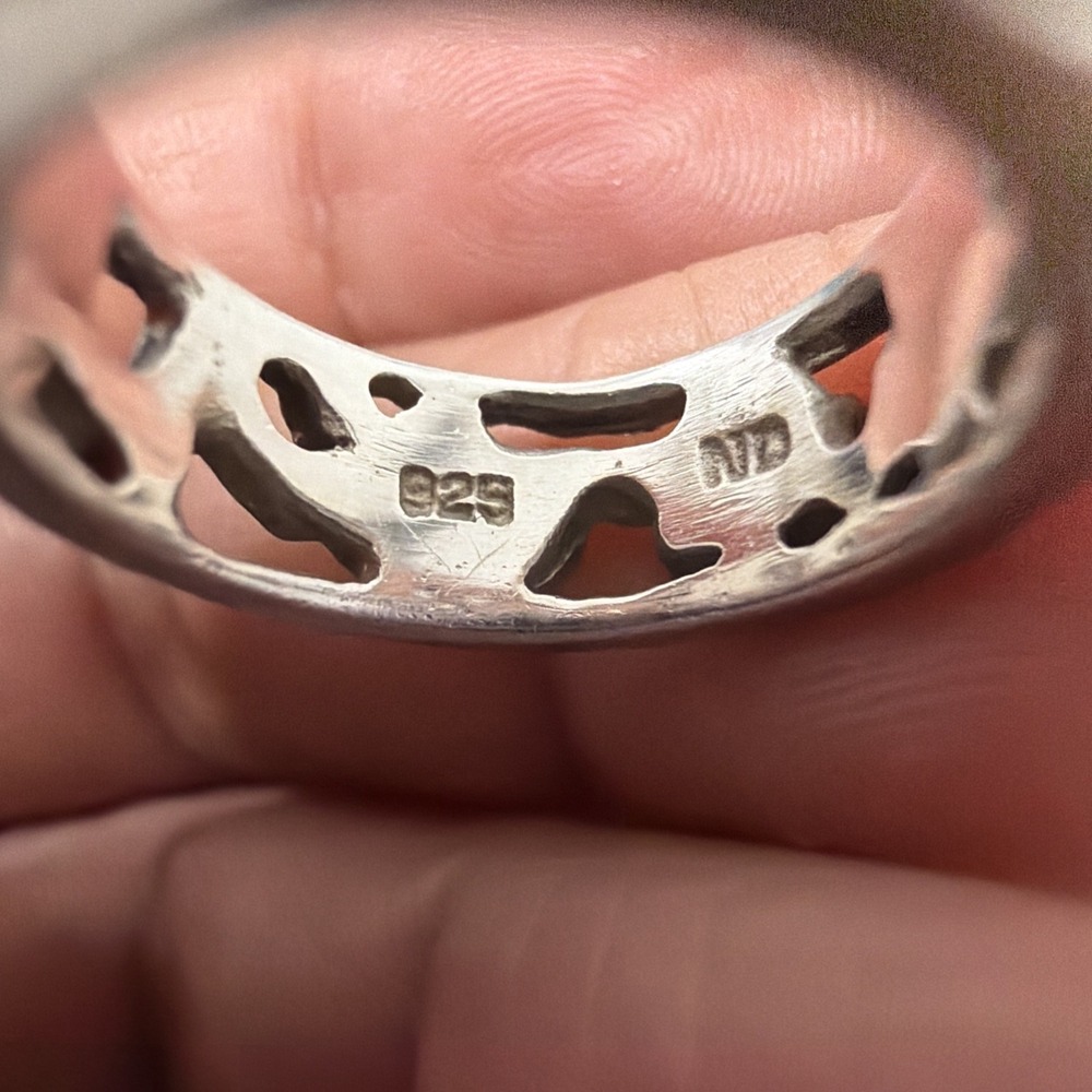 Sterling Silver 925 6.3gDiamond Cut Flower Band Ring Size 5 - Picture 6 of 10
